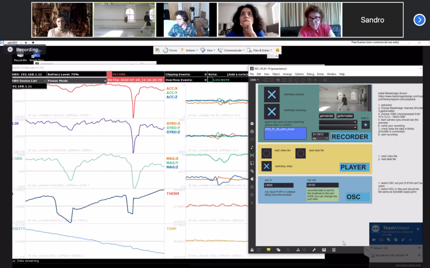 International members of Team Hussein remotely using EmotiBit technology