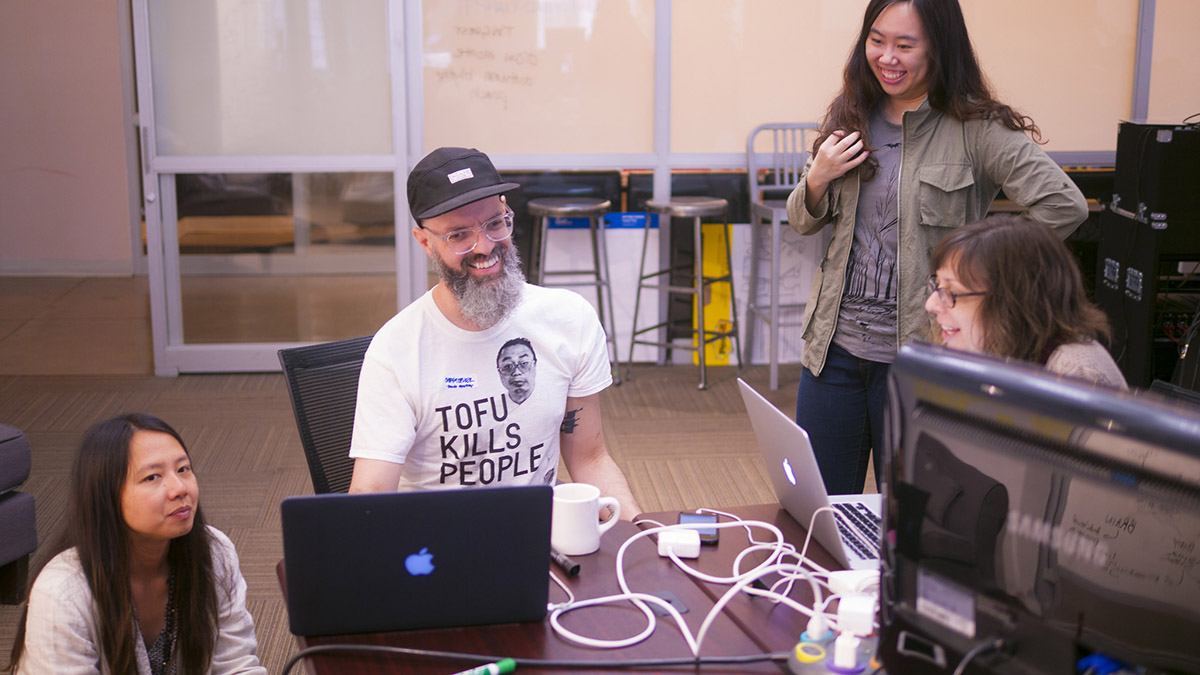 The team co-working during one of the Saturday hacks