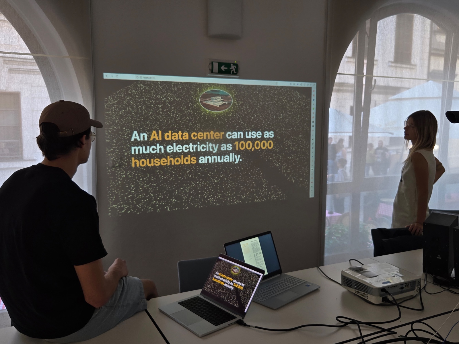 Federica Dalla Costa and Jakub Zíka discussing the project concept